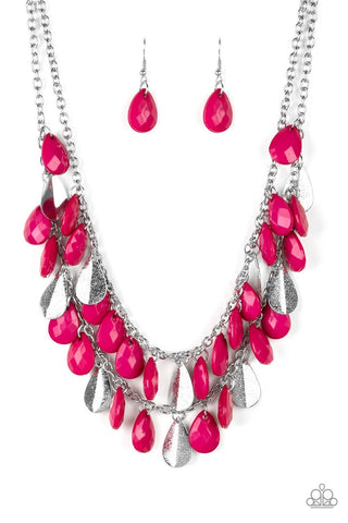 Life of the Fiesta Pink Necklace-ShelleysBling.com-ShelleysPaparazzi.com