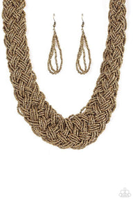 Mesmerizingly Mesopotamia Brass Necklace-ShelleysBling.com-ShelleysPaparazzi.com