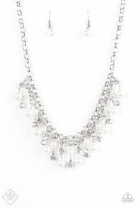 You May Kiss The Bride White Necklace and Bracelet Set-ShelleysBling.com-ShelleysPaparazzi.com