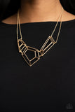 3-D Drama - Gold Necklace