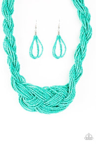 A Standing Ovation Blue Necklace-ShelleysBling.com-ShelleysPaparazzi.com