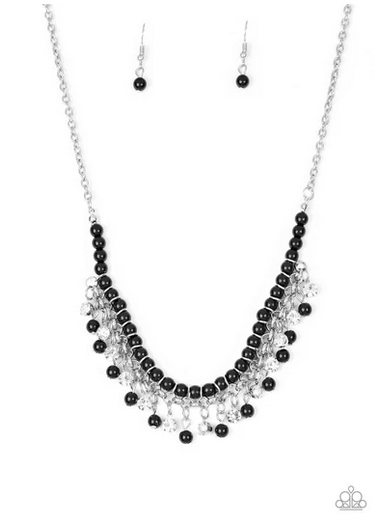 Paparazzi Necklace- A Touch of Classy- Navy Blue- Rhinestones