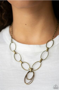 All Oval Town Brass Necklace
