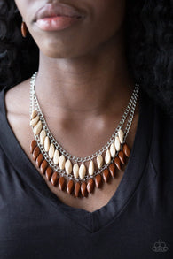 Beaded Boardwalk Brown Necklace