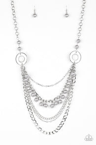 Belles and Whistles Silver Necklace-ShelleysBling.com-ShelleysPaparazzi.com
