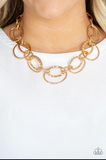Bend Oval Backwards Gold Necklace