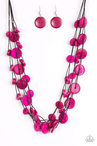 Bermuda Beach House Pink Necklace-ShelleysBling.com-ShelleysPaparazzi.com