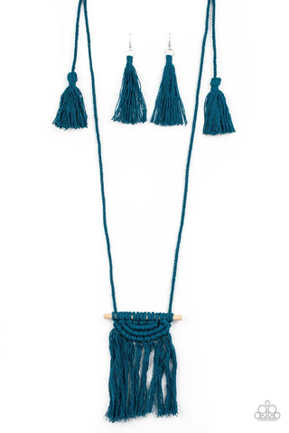Between You and Macrame Blue Necklace