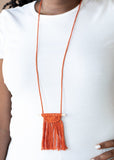Between You and Macrame Orange Necklace