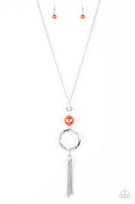 Bold Balancing Act Orange Necklace-ShelleysBling.com-ShelleysPaparazzi.com