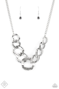 Bombshell Bling - Silver Necklace and Silver Bracelet Set