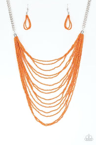 Bora Bombora Orange Necklace-ShelleysBling.com-ShelleysPaparazzi.com