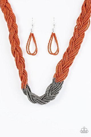 Brazilian Brilliance Orange Necklace-ShelleysBling.com-ShelleysPaparazzi.com