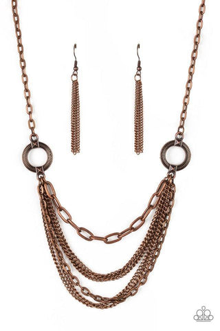 Chains of Command Copper Necklace-ShelleysBling.com-ShelleysPaparazzi.com