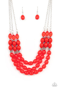 Coastal Cruise Red Necklace and Bracelet Set