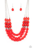 Coastal Cruise Red Necklace and Bracelet Set