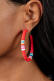 Colorfully Contagious - Red Hoop Earrings
