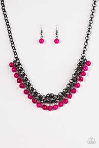 Coyly Colorful Pink Necklace-ShelleysBling.com-ShelleysPaparazzi.com