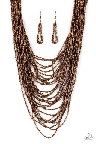 Dauntless Dazzle Copper Necklace-ShelleysBling.com-ShelleysPaparazzi.com
