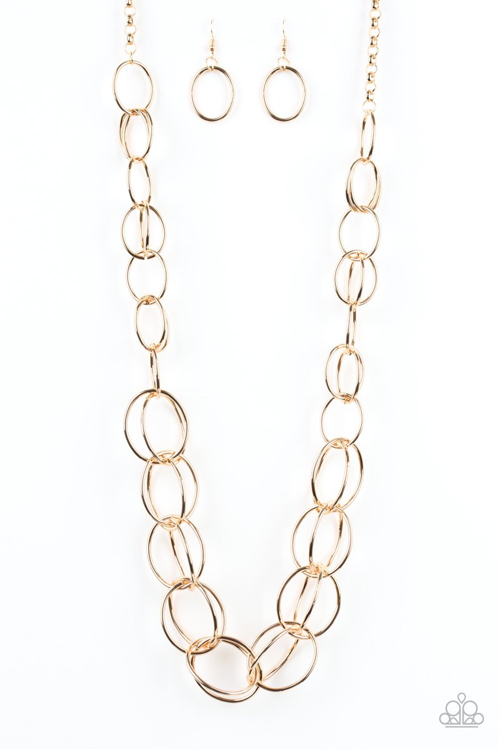 Long gold shop necklace paparazzi