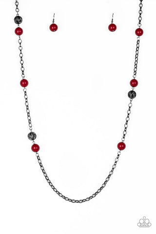 Fashion Fad Red Necklace-ShelleysBling.com-ShelleysPaparazzi.com