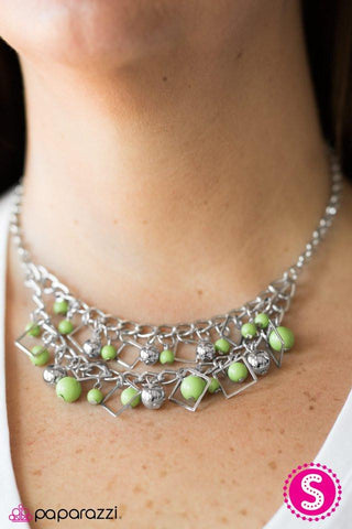 Finally FRAME-ous - Green Necklace-Paparazzi Accessories-ShelleysPaparazzi.com