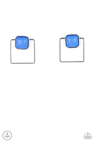 Flair and Square Blue Post Earrings