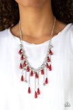 Fleur de Fringe Red Necklace