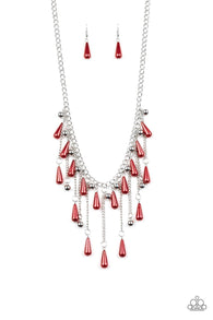 Fleur de Fringe Red Necklace