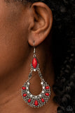 Fluent in Florals Red Earrings