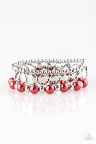 Girly Girl Glamour Red Bracelet-ShelleysBling.com-ShelleysPaparazzi.com