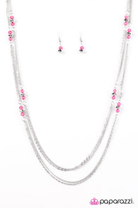 Glass Half Fanciful Pink Necklace-ShelleysBling.com-ShelleysPaparazzi.com