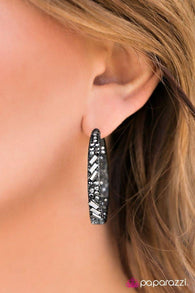 Glitzy By Association Black Hoop Earrings-ShelleysBling.com-ShelleysPaparazzi.com