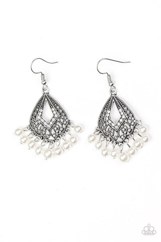 Gracefully Gatsby White Earrings-ShelleysBling.com-ShelleysPaparazzi.com