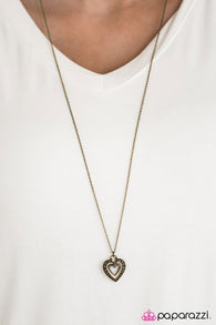 Harmonious Heart Brass Necklace-Paparazzi Accessories-ShelleysPaparazzi.com