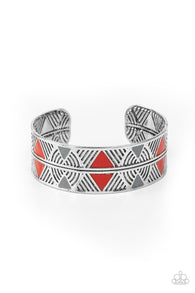 Hidden Glyphs - Red Cuff Bracelet
