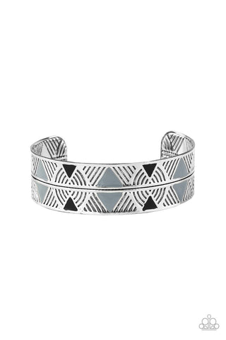 Hidden Glyphs - Silver Cuff Bracelet