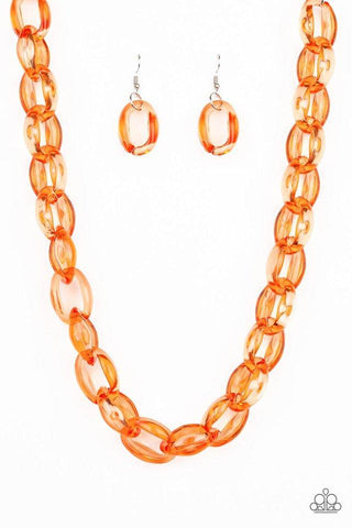 Ice Queen Orange Necklace-ShelleysBling.com-ShelleysPaparazzi.com