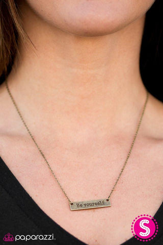 Just Be You - Brass Necklace-Paparazzi Accessories-ShelleysPaparazzi.com