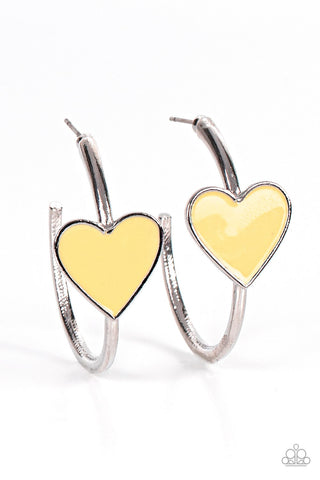Kiss Up - Yellow Hoop Earrings