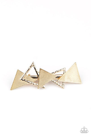 Know All the Triangles Gold Hair Clip