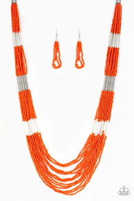 Let It Bead Orange Necklace and Bracelet Set