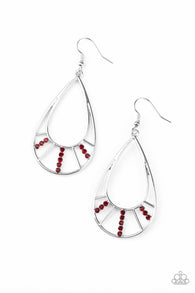 Line Crossing Sparkle Red Earrings