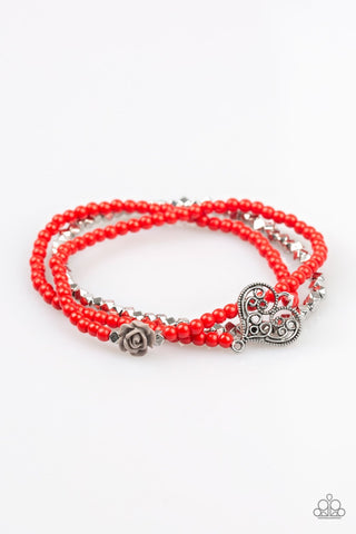 Lover's Loot Red Bracelet-ShelleysBling.com-ShelleysPaparazzi.com