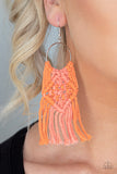 Macrame Rainbow Orange Earrings