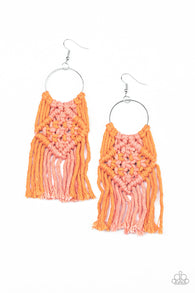 Macrame Rainbow Orange Earrings