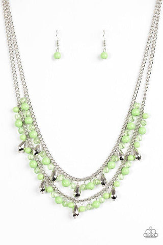Mardi Gras Glamour Green Necklace-ShelleysBling.com-ShelleysPaparazzi.com