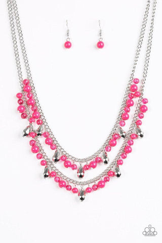 Mardi Gras Glamour PInk Necklace-ShelleysBling.com-ShelleysPaparazzi.com