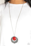 Medallion Meadow Red Necklace-ShelleysBling.com-ShelleysPaparazzi.com