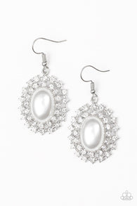 Mega Movie Star White Earrings-ShelleysBling.com-ShelleysPaparazzi.com